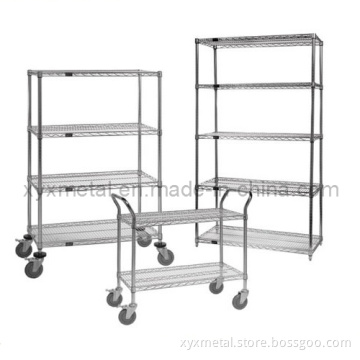 Chrome Steel Wire Shelving Cart with Wire Shelf